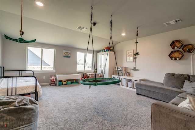 13420 Saltgrass Dr, Edmond, OK 73025 - living room with plenty of natural light, carpet floors, and recessed lighting