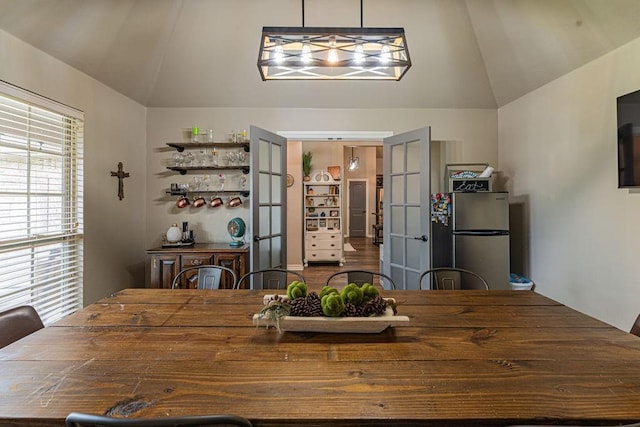 2432 NW 175th St, Edmond, OK 73012 - dining space with lofted ceiling and french doors