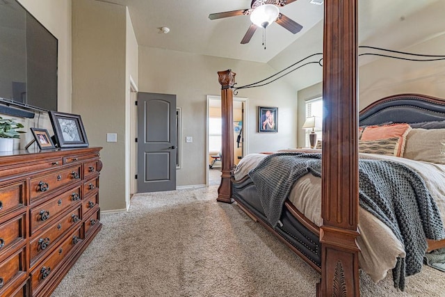 2432 NW 175th St, Edmond, OK 73012 - bedroom featuring carpet flooring, ceiling fan, and vaulted ceiling