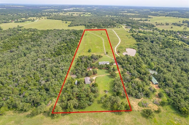 7401 E Forrest Hills Rd, Guthrie, OK 73044 - overview of rural landscape featuring property boundaries highlighted