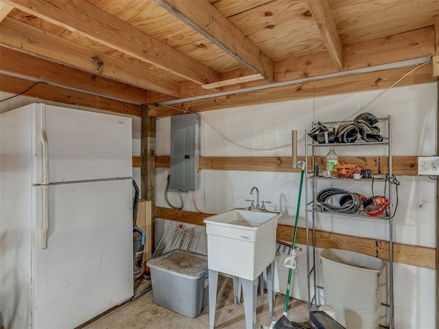 7401 E Forrest Hills Rd, Guthrie, OK 73044 - laundry room featuring electric panel and a sink