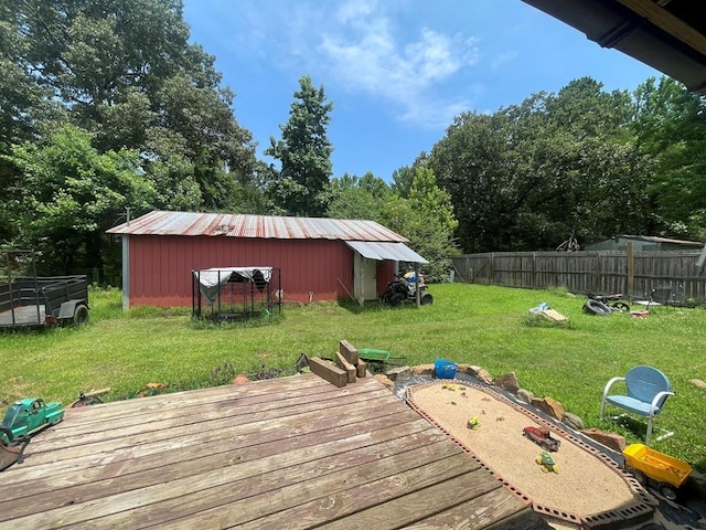 1003 Lukfata St, Broken Bow, OK 74728 - wooden terrace with an outbuilding
