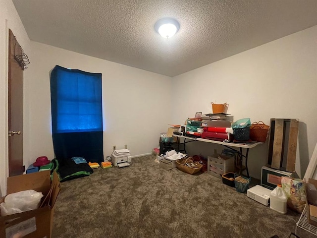 1003 Lukfata St, Broken Bow, OK 74728 - office area featuring carpet floors and a textured ceiling