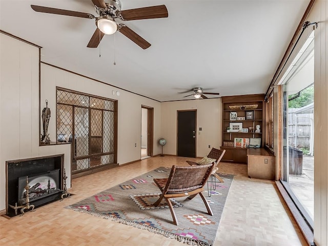 2720 NW 26th St, Oklahoma City, OK 73107 - living room featuring a ceiling fan