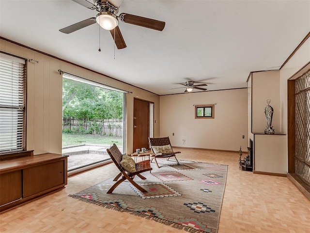 2720 NW 26th St, Oklahoma City, OK 73107 - sitting room with a ceiling fan and crown molding