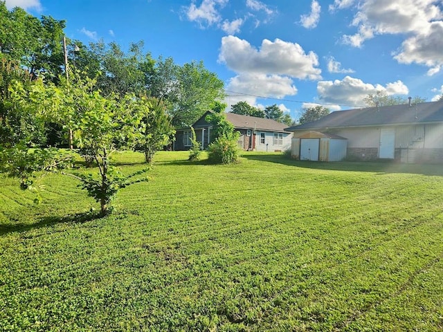 909 N Center St, Shawnee, OK 74801 - view of green lawn featuring a storage unit