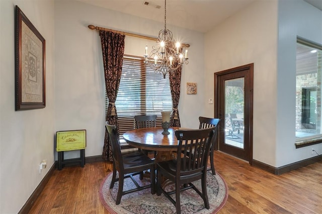2309 Pinehurst Ct, Shawnee, OK 74801 - dining room with wood finished floors and a chandelier
