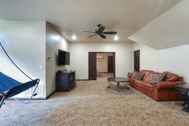 2309 Pinehurst Ct, Shawnee, OK 74801 - living area featuring light colored carpet and ceiling fan