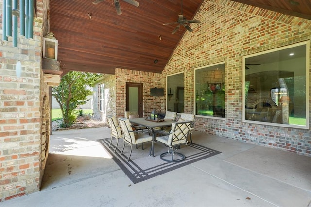 2309 Pinehurst Ct, Shawnee, OK 74801 - view of patio / terrace featuring outdoor dining space and ceiling fan
