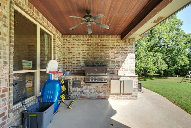 2309 Pinehurst Ct, Shawnee, OK 74801 - view of patio with area for grilling and a ceiling fan