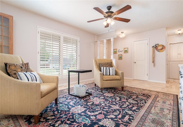 1825 Kings Rd, Edmond, OK 73013 - sitting room with ceiling fan and baseboards