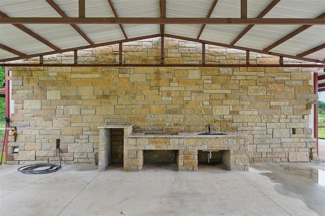 5801 N Henney Rd, Coyle, OK 73027 - unfurnished living room with vaulted ceiling