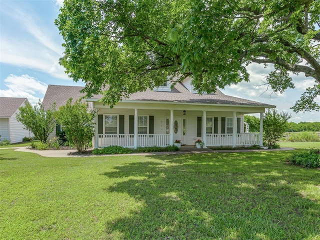 4919 E Lone Chimney Rd, Glencoe, OK 74032 - view of front of home featuring covered porch, a front yard, and roof with shingles