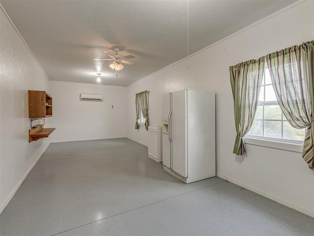 4919 E Lone Chimney Rd, Glencoe, OK 74032 - spare room with a ceiling fan and a wall mounted AC