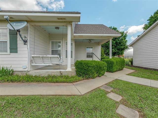 4919 E Lone Chimney Rd, Glencoe, OK 74032 - entrance to property featuring roof with shingles and a porch