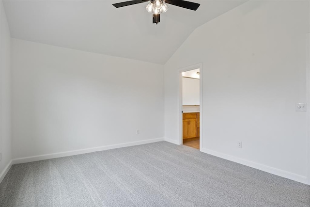 3825 NW 176th St, Edmond, OK 73012 - spare room featuring ceiling fan, light colored carpet, and lofted ceiling