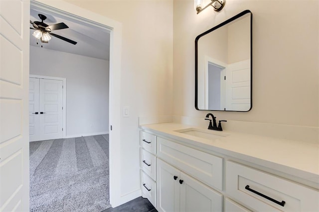4163 Hawthorne St, Piedmont, OK 73078 - bathroom featuring vanity and ceiling fan