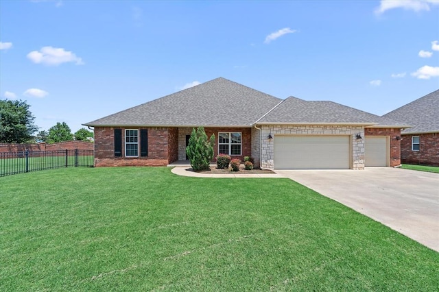 641 Geneva Dr, Edmond, OK 73025 - view of front of property featuring a garage, driveway, roof with shingles, and brick siding