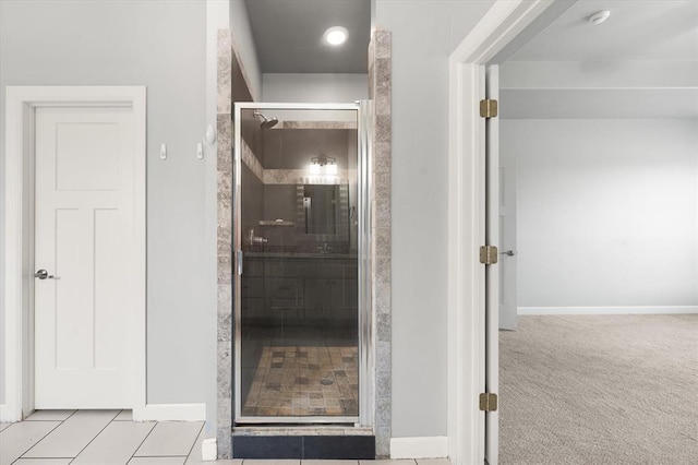 641 Geneva Dr, Edmond, OK 73025 - full bath featuring a stall shower and tile patterned flooring