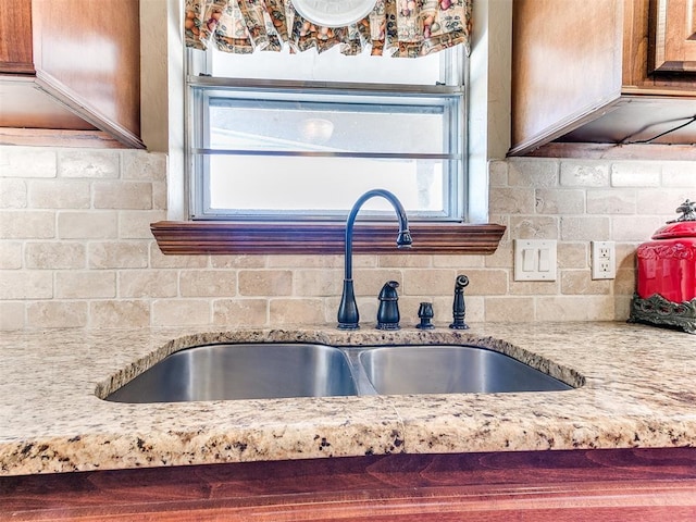 2349 Fox Ln, Blanchard, OK 73010 - kitchen view of tasteful backsplash and light stone countertops