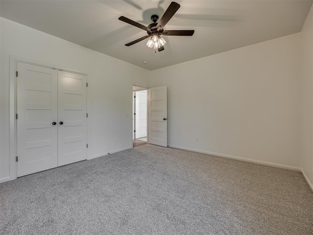 7625 Leoma Ln, Oklahoma City, OK 73150 - unfurnished bedroom featuring carpet floors, a closet, and a ceiling fan