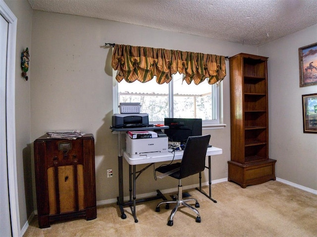 114 Timber Ln, Mcloud, OK 74851 - office area with a textured ceiling and carpet floors