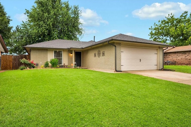 12414 SW 15th Ter, Yukon, OK 73099 - ranch-style house with a garage, brick siding, and driveway