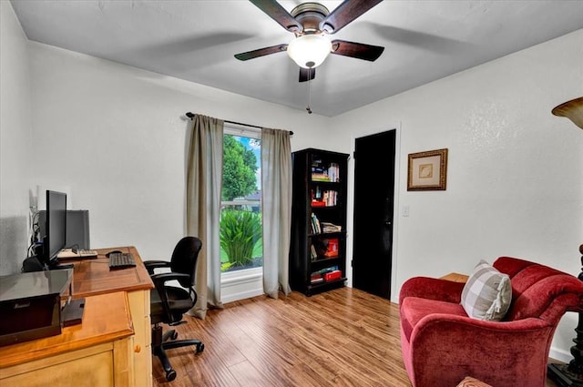 12414 SW 15th Ter, Yukon, OK 73099 - office with ceiling fan and wood finished floors