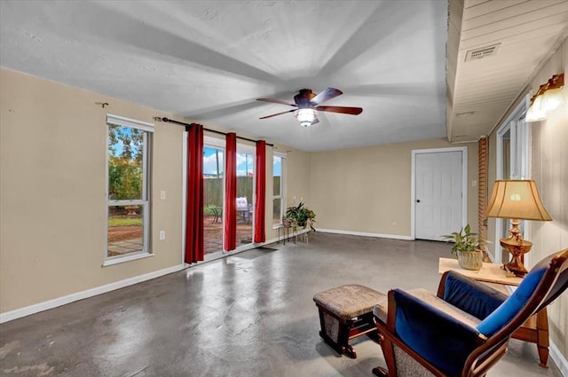 12414 SW 15th Ter, Yukon, OK 73099 - sitting room with concrete floors and a ceiling fan