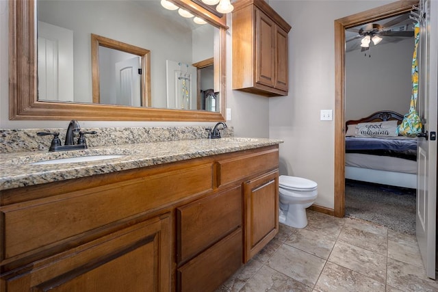 6813 Chelsey Ln, Oklahoma City, OK 73132 - full bath with double vanity, ensuite bathroom, and ceiling fan