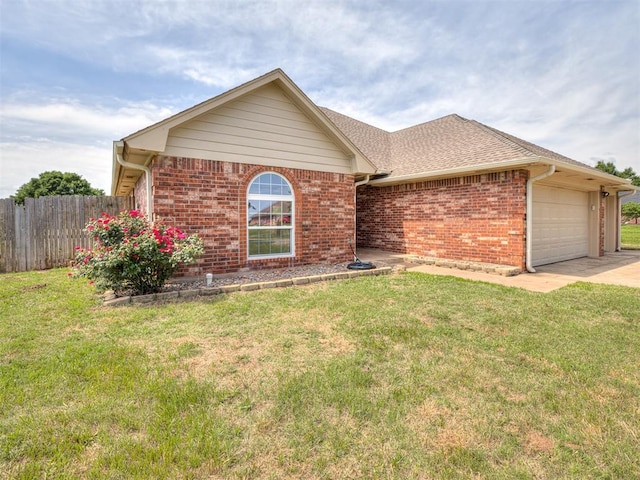 3922 Deer Xing, Edmond, OK 73025 - ranch-style house featuring a garage, brick siding, concrete driveway, and a shingled roof