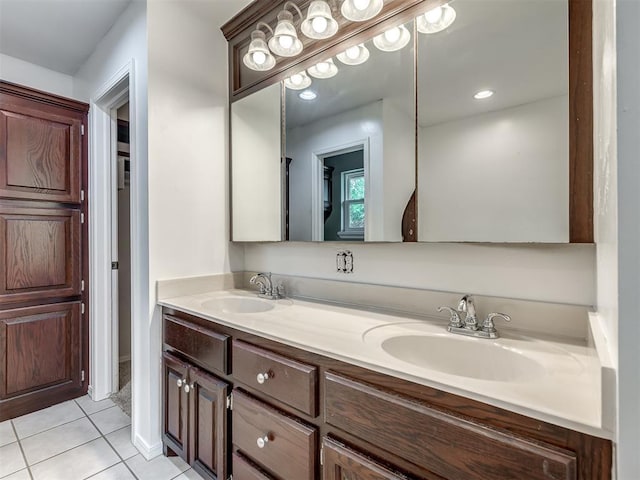3922 Deer Xing, Edmond, OK 73025 - full bath featuring double vanity and tile patterned floors