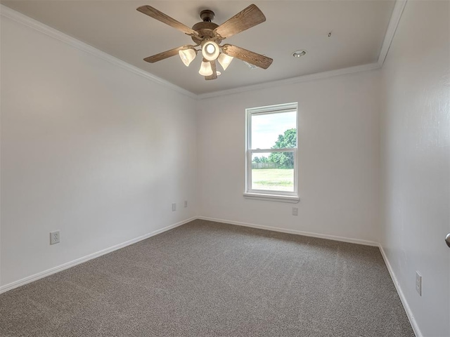3922 Deer Xing, Edmond, OK 73025 - carpeted spare room with crown molding and a ceiling fan
