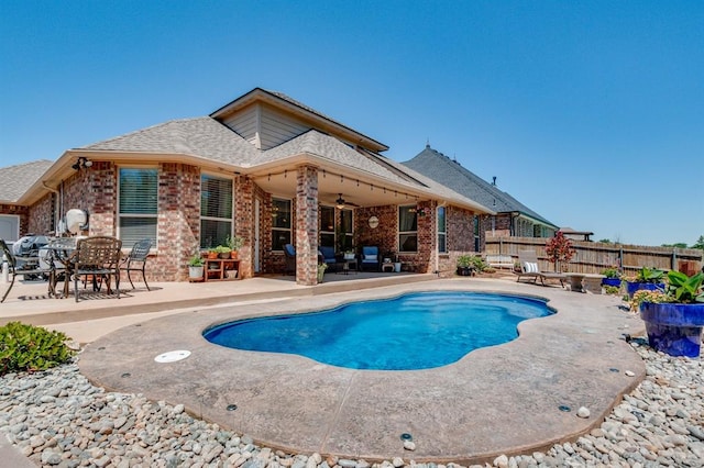 637 Branch Line Rd, Yukon, OK 73099 - view of swimming pool with a patio and ceiling fan
