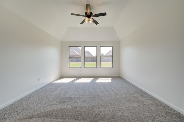 3328 Slate River Dr, Yukon, OK 73099 - spare room with carpet, a ceiling fan, and lofted ceiling