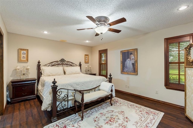 2 Terra Ln, Shawnee, OK 74804 - bedroom featuring wood finished floors, a textured ceiling, ceiling fan, and recessed lighting