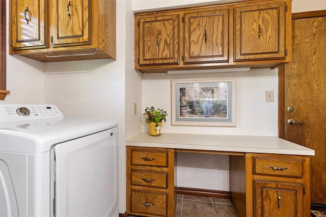 2 Terra Ln, Shawnee, OK 74804 - washroom featuring cabinet space, washer and dryer, and a desk