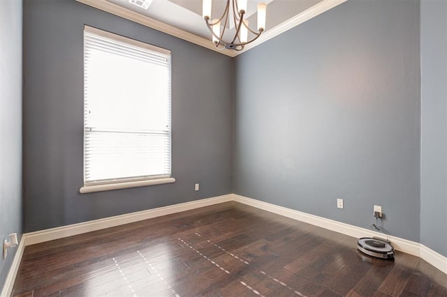 2329 Chase Way, Yukon, OK 73099 - unfurnished room featuring a chandelier, dark wood-style flooring, and ornamental molding