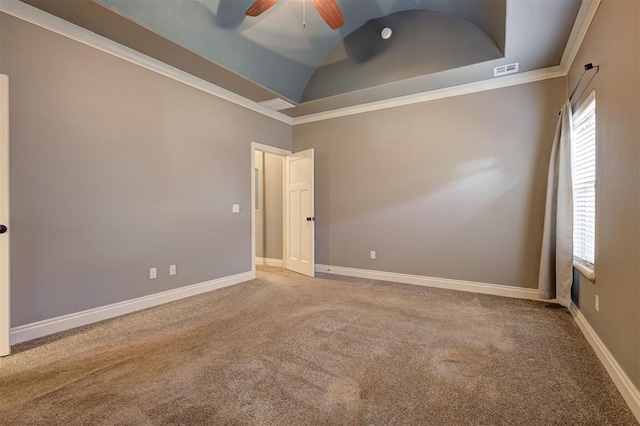 2329 Chase Way, Yukon, OK 73099 - carpeted spare room featuring plenty of natural light, a ceiling fan, a raised ceiling, and ornamental molding