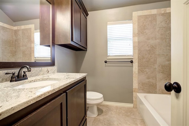2329 Chase Way, Yukon, OK 73099 - full bath featuring vanity, tile patterned floors, and washtub / shower combination
