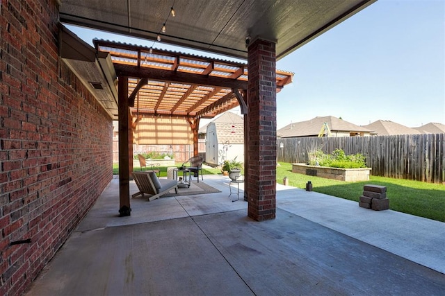 2329 Chase Way, Yukon, OK 73099 - fenced backyard featuring a patio and a pergola