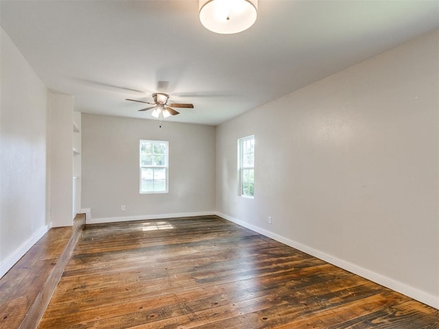 529 S 2nd Ave, Purcell, OK 73080 - unfurnished room featuring plenty of natural light, ceiling fan, and wood-type flooring