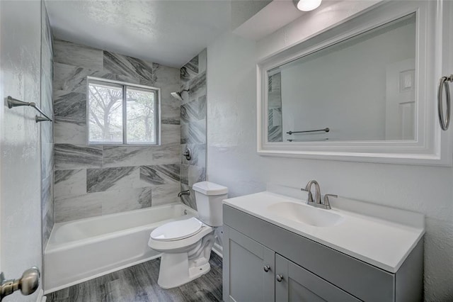 1409 Mcdonald Dr, Midwest City, OK 73130 - full bathroom with vanity, bathing tub / shower combination, and wood finished floors