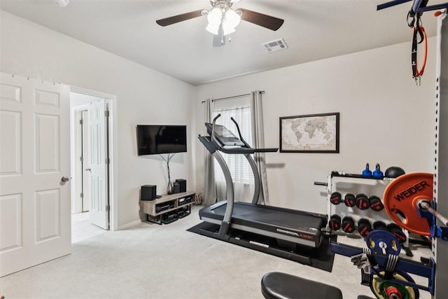 1800 NW 161st Pl, Edmond, OK 73013 - workout area with carpet and ceiling fan