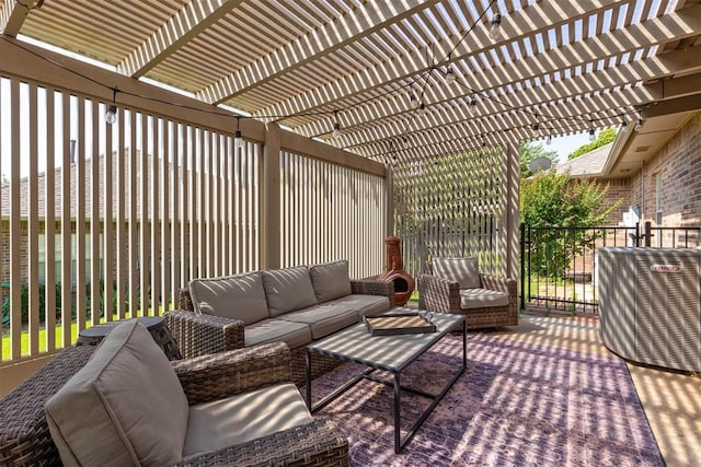 1800 NW 161st Pl, Edmond, OK 73013 - wooden deck featuring outdoor lounge area and a pergola