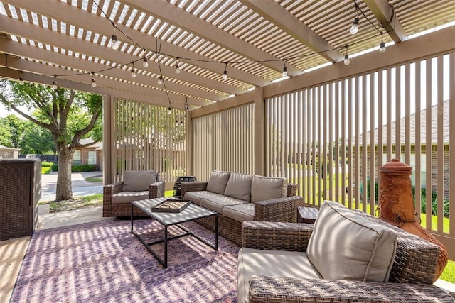 1800 NW 161st Pl, Edmond, OK 73013 - view of patio / terrace featuring an outdoor hangout area and a pergola