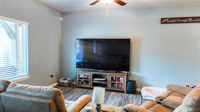 1016 NW 4th St, Newcastle, OK 73065 - living room featuring ceiling fan and healthy amount of natural light