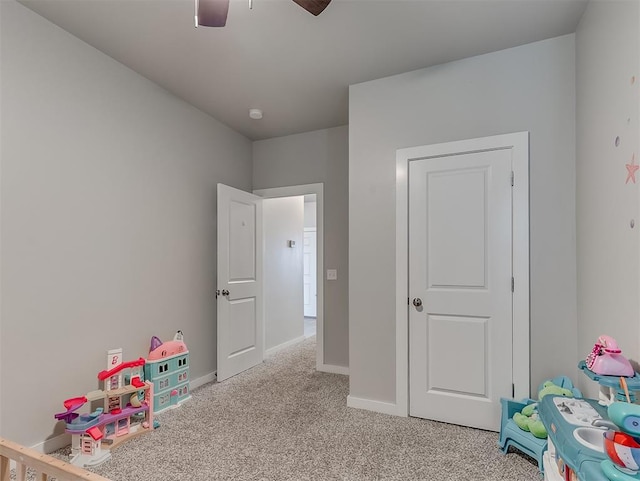 14325 Meadow Ridge Ln, Edmond, OK 73025 - game room with carpet flooring and a ceiling fan