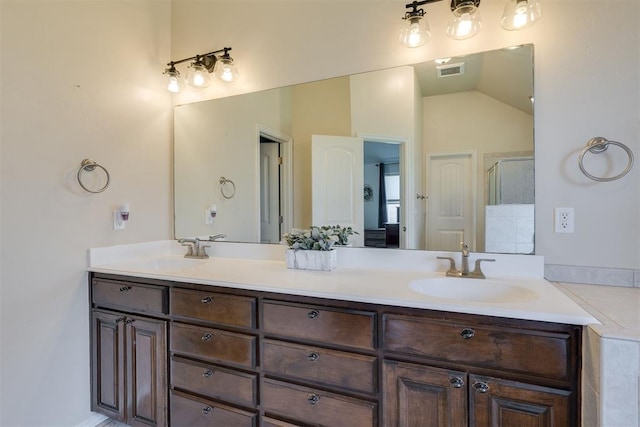 4501 NW 164th Ter, Edmond, OK 73013 - full bath with double vanity and a shower with door