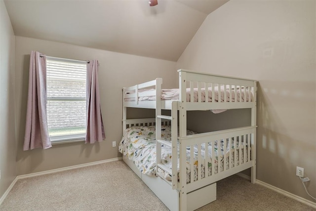 4501 NW 164th Ter, Edmond, OK 73013 - carpeted bedroom featuring vaulted ceiling and a ceiling fan
